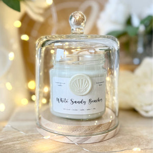 White Sandy Beaches Soy Wax Candle | 150g with candle cloche