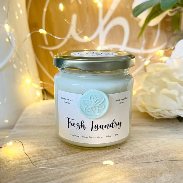 Fresh Laundry Soy Wax Candle | 150g with candle cloche